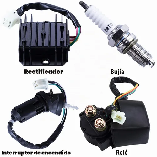 Vista 5 de Arnés de Cableado Eléctrico Completo Bobina Interruptor de Encendido CDI Relé Solenoide Bujía para ATV de 4 Ruedas Stroke 150cc 200cc 250cc Quad