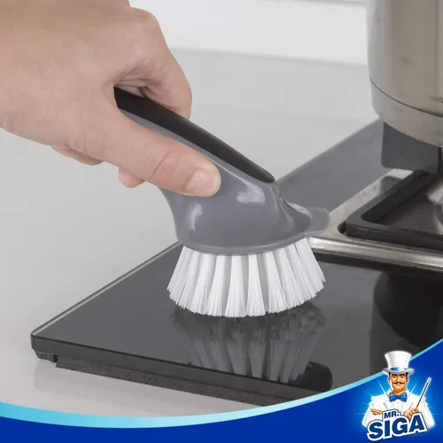 Vista 9 de MR.SIGA Cepillo de limpieza para ollas y sartenes, cepillo de platos para cocina, paquete de 2 Negro & gris