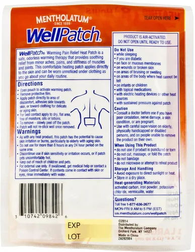 Vista 6 de WellPatch Parche térmico para aliviar el dolor, 4 parches grandes, 5 x 4 pulgadas (5.1 x 3.9 in) cada uno