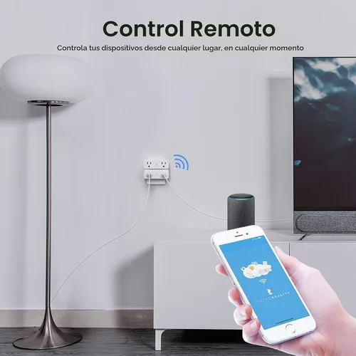 Vista 6 de THIRDREALITY Zigbee - Enchufe dual inteligente, toma inteligente 2 en 1 con control independiente y monitoreo de potencia, repetidor Zigbee
