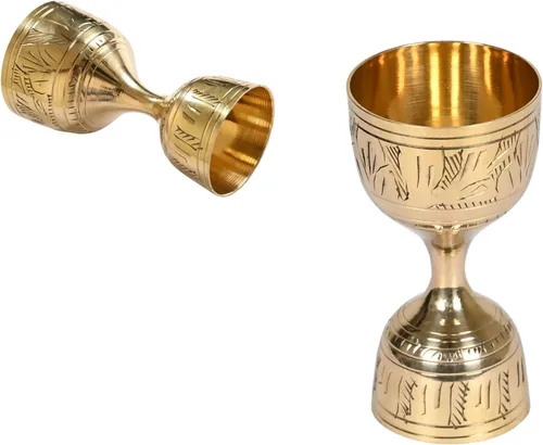 Vista 2 de Vaso de chupito Jigger grabado de 30/2.0 fl oz, medida de clavija, fabricado con latón
