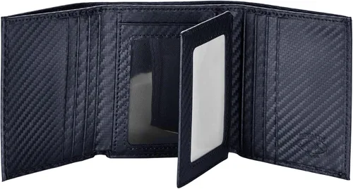 Vista 25 de Stealth Mode Cartera de cuero triple RFID para hombres con soporte de identificación abatible (negro)