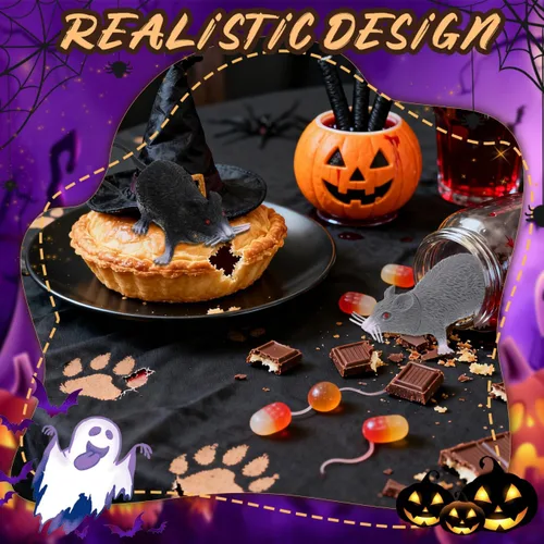 Vista 5 de Gadpiparty 2 ratas falsas, ratón falso, para bromas y trucos, accesorios de fiesta y Halloween, colores surtidos