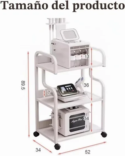 Vista 5 de Oro 3-Tier belleza Rolling Cart, carro móvil de la máquina del esteticista para el salón