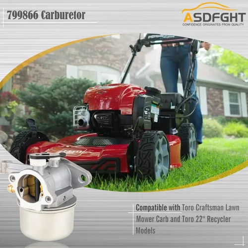Vista 3 de Repuesto de carburador 799866 para motor B & S 790845 799871 796707 o 794304 12H800. Compatible con los modelos de cortacésped Toro Craftsman Carb