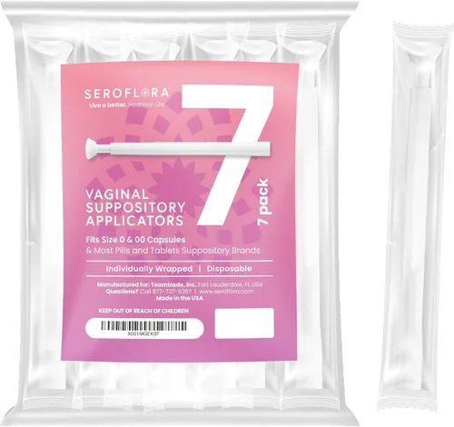 Vista 6 de SEROVERA Seroflora - Aplicadores de supositorios de ácido bórico para mujer, envueltos individualmente, paquete de 7
