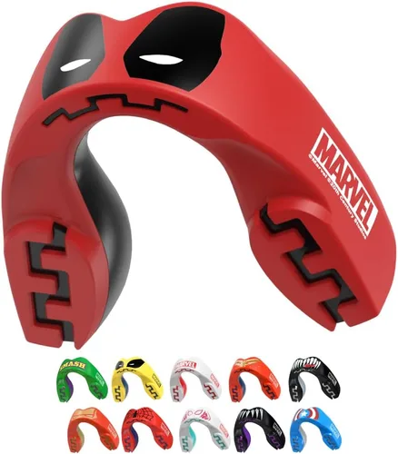 Vista 12 de Marvel Protector bucal deportivo, protector bucal de doble capa para adultos y jóvenes con estuche (bestia, junior (hasta 11 años)) Youth <11