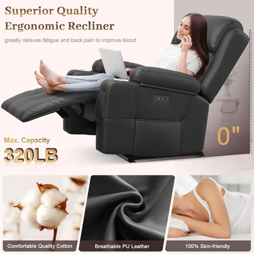 Vista 64 de Sofá de Dos Plazas Reclinable, Sofá Reclinable de Masaje con Gran Capacidad de Peso, Silla de Dos Plazas para RV en Liquidación con Consola, USB