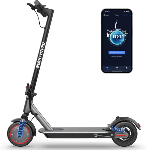 Vista 10 de WERHY 8.5'' Electric Scooter, 350W Powerful Motor, 19MPH Top Speed, 12-15 Miles Long Range, Folding E Scooter with Dual Braking