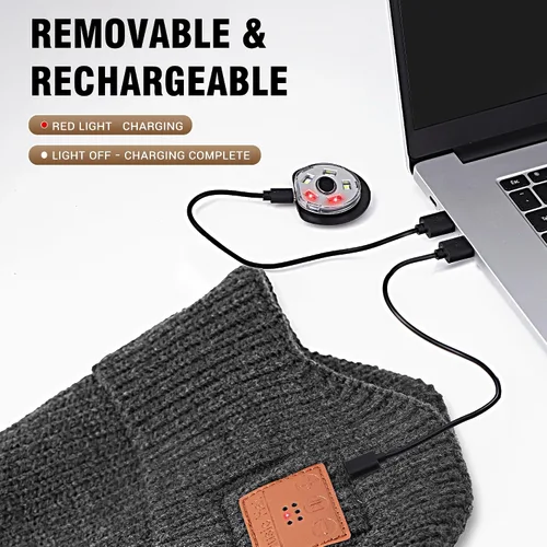 Vista 37 de Gorro Bluetooth con auriculares ligeros e inalámbricos, micrófono integrado y altavoces estéreo mejorados con música