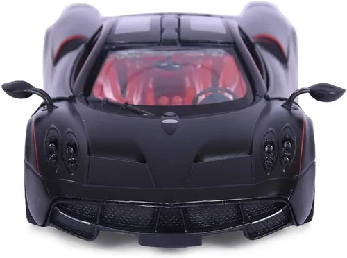 Vista 2 de Pagani Huayra - Modelo de coche fundido a troquel con interior rojo 1/24 de color negro mate Motormax