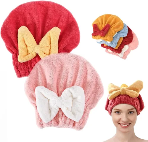 Vista 9 de 2 toallas absorbentes para el cabello húmedo, toalla de microfibra para el cabello para mujer, de secado rápido, toallas gruesas para el cabello