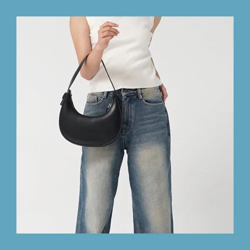 Vista 3 de Bolso Hobo para mujer, diseño de luna creciente, lindo bolso de hombro moderno y bolso diario pequeño, bolsos diarios para mujer