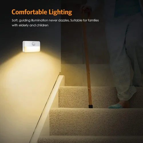 Vista 4 de Paquete de 2: luz nocturna con sensor de movimiento, luces adhesivas con sensor de movimiento para interiores, luces de cocina para debajo