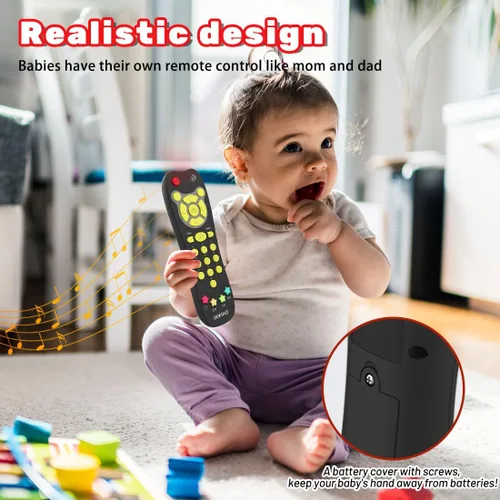 Vista 5 de Juguete de Control Remoto para Bebé, Juguete de Control Remoto de TV Realista para Niños Pequeños con Luz y Sonido, Juguete de Aprendizaje Educativo