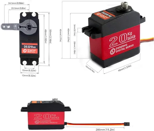 Vista 3 de Servo de 44 lbs 1 x DS3218 Actualizado equipo completo de metal digital, Servo Baja, Servo impermeable, servo para autos (ángulo de control 180)