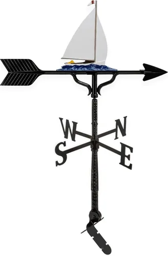 Vista 10 de Montague Metal Products Veleta de 32 pulgadas con adorno de velero dorado Oro
