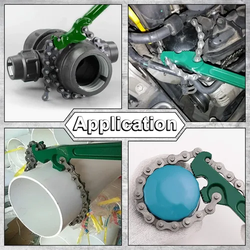 Vista 5 de Llave de cadena de trinquete resistente de 9 pulgadas, herramienta reversible de filtro de aceite, herramientas de accesorios de tubería, ajuste
