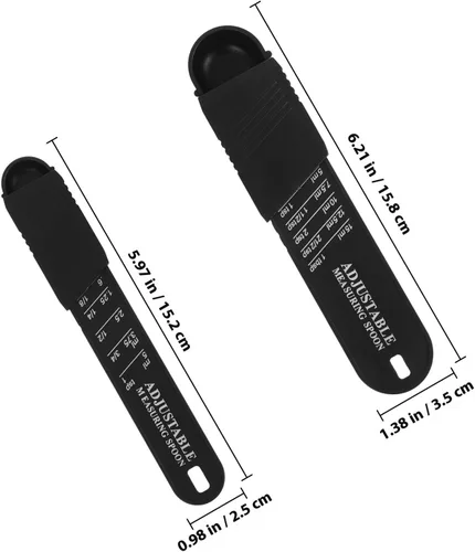 Vista 2 de Adjustable Measuring Spoons Set with Scale, Small Plastic Grams Measuring Scoop for Baking and Seasoning, 2pcs Slide Spoon for Kitchen Cooking and