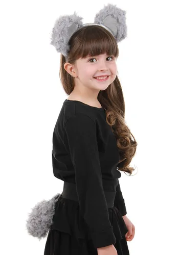 Vista 2 de Kit de Diadema con Orejas y Cola de Koala Gris para Adultos Multicolor