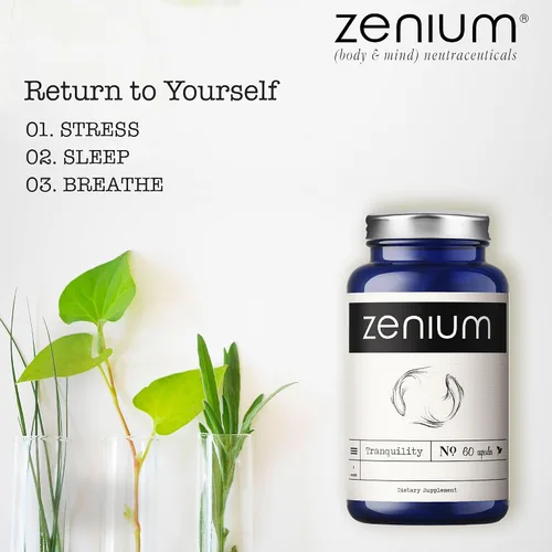 Vista 5 de Zenium - Alivia el estrés, la tensión, la preocupación, el nerviosismo y la irritabilidad Calma la mente y el cuerpo Ayurvédico Suplemento