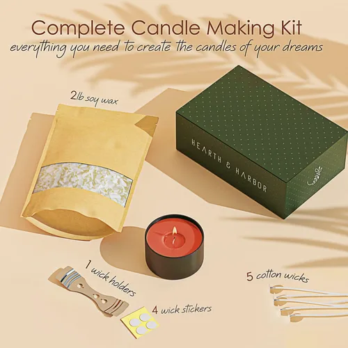 Vista 2 de Hearth & Harbor Cera de Vela de Soja Orgánica para Hacer Velas, 2 Libras de Suministros para Hacer Velas Naturales, Sin Cera de Abeja, Sin Parafina