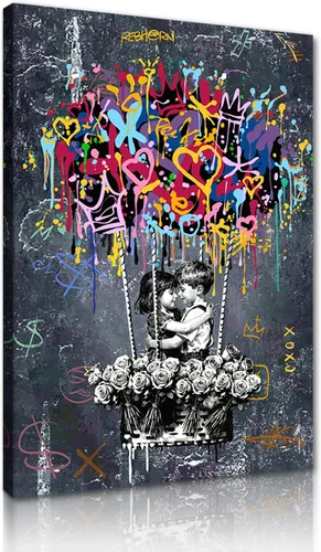 Vista 29 de Yeesjoee Graffiti Hip-Hop Style Culture - Arte de pared, póster abstracto de la vida es hermosa, impresión en lienzo colorido y moderno de pintura