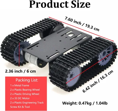 Vista 2 de SmaringWing Kit profesional de plataforma de coche con 2 motores de CC de alto par, modelo eduaccional Caterpillar Robotic Crawler Sciences
