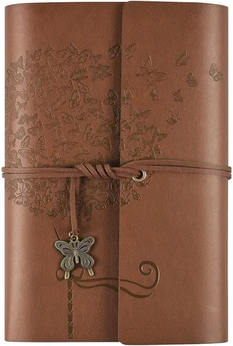 Vista 8 de OMEYA Cuaderno de cuero para diario, planificador de diario de escritura recargable, regalos para mujeres, hombres, niñas, hermanas, amigos