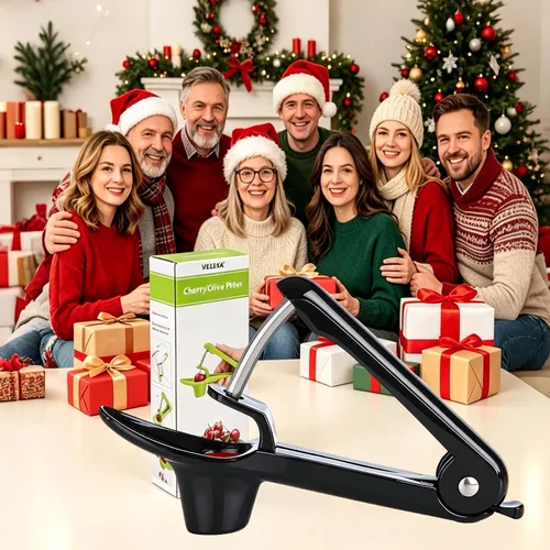 Vista 6 de Cherry Pitter, herramienta de acero inoxidable resistente para descorazonadores de aceitunas y cerezas con diseño de bloqueo que ahorra espacio