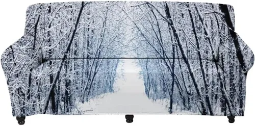 Vista 17 de Horeset Snowy Tree - Funda de sofá para 2 cojines, decoración del hogar, funda protectora de muebles para perro, impermeable y lavable Árbol nevado