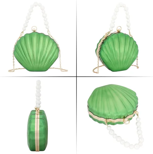 Vista 5 de Women Mini Seashell Evening Clutch Top-Handle Bag Cross-body Bag