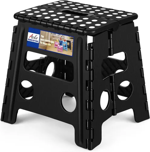 Vista 44 de ACKO Taburete plegable de 13 pulgadas, soporta 300 libras para adultos y Bicolor Verde