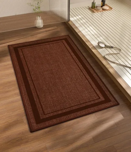 Vista 25 de chakme Juego de 2 alfombras de baño ultrafinas, absorbentes, antideslizantes, lavables a máquina, color beige oscuro, 17 x 24 pulgadas + tapete