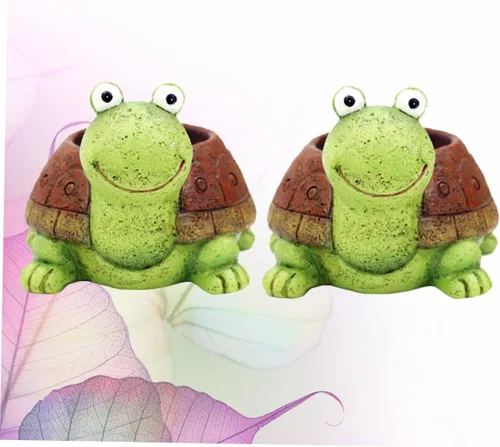 Vista 2 de Yardwe Moldes únicos de tortuga para suculentas, mini macetas de resina para macetas en casa y oficina