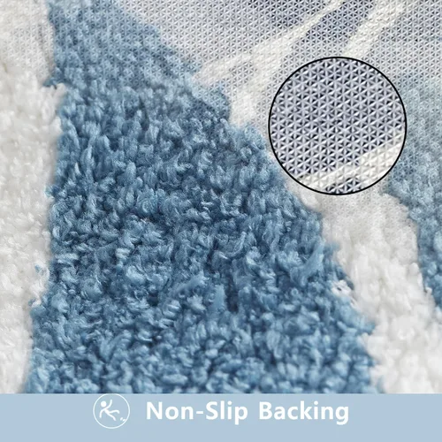 Vista 5 de Tapete de baño de 16 x 24 pulgadas, tapete de baño de microfibra antideslizante, lavable, grueso, suave, absorbente, con hojas para baño, fregadero
