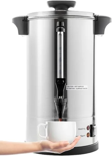 Vista 4 de SYBO SR-CP - Cafetera de percolado de acero inoxidable de grado comercial para catering, 30 tazas, 4.5 L, metálico