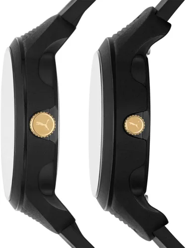 Vista 4 de PUMA His & Hers Reset V2 - Juego de relojes de tres manecillas (modelo P5111SET), Negro
