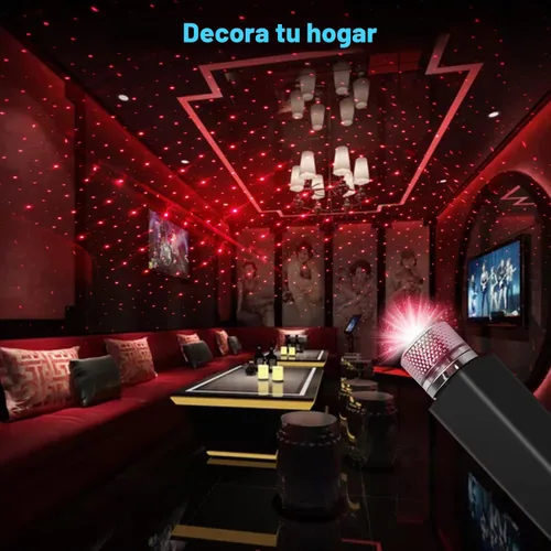 Vista 7 de Luz nocturna de techo de auto con estrellas, portátil, ajustable, USB, flexible, interior, LED, con atmósfera romántica, estrella, proyector Rojo