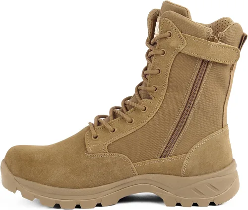 Vista 10 de Botas tácticas militares ligeras para hombres, duraderas YKK con cremallera lateral para policía, ejército, combate, selva, transpirables, cómodas