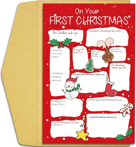 Vista 10 de Qiliji Tarjeta de Navidad romántica para él y ella, divertida tarjeta de Navidad para marido, esposa, novio y novia, regalo de tarjeta de Navidad