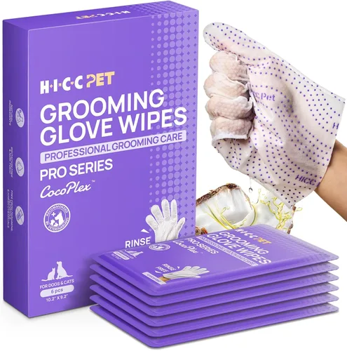 Vista 10 de HICC PET Toallitas desodorizantes de limpieza para perros y gatos, hipoalergénicas, hidratantes y nutritivas para guantes de aseo de mascotas