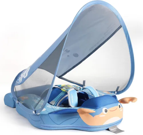 Vista 20 de Mambobaby Flotador con Cola para Bebé con Toldo, Flotador de Piscina Infantil, Entrenador de Natación para Bebés, Flotador de Agua sin Aire, Ángel