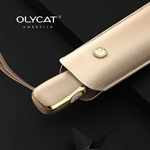 Vista 2 de OLYCAT paraguas automático plano lluvia mujeres ultraligero viaje paraguas niñas anti UV portátil plegable paraguas 6 costillas sombrilla