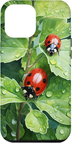 Vista 26 de Ladybugs on Green Leaves Watercolor Case for iPhone 17
