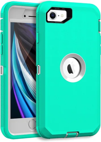 Vista 7 de MXX Funda diseñada para iPhone SE 2020/SE 2022, funda protectora resistente con protector de pantalla [3 capas] cubierta de protección de goma