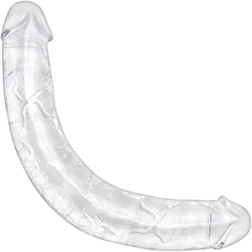 Vista 9 de Consolador doble pequeño de 11.8 x 1.3 pulgadas, jalea transparente, consolador largo anal realista, pene con venas y glande para adultos, juguetes
