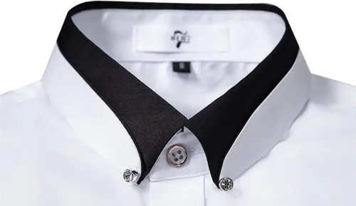 Vista 3 de SIR7 Camisa de vestir para hombre, ajuste regular, casual, de manga larga, sin arrugas, elástica, con bolsillo