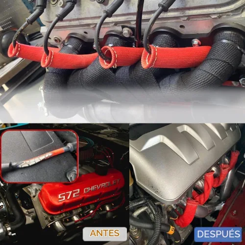 Vista 3 de Mangas protectoras para cables de bujía con aislamiento de protección térmica, cubierta de blindaje térmico de 1200 grados, 6 pulgadas para auto