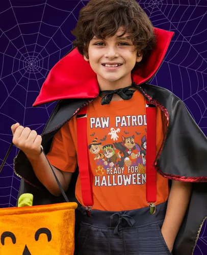 Vista 2 de Camiseta de Paw Patrol Team Marshall Skye Chase Rubble Ready for Halloween para niñas y niños pequeños